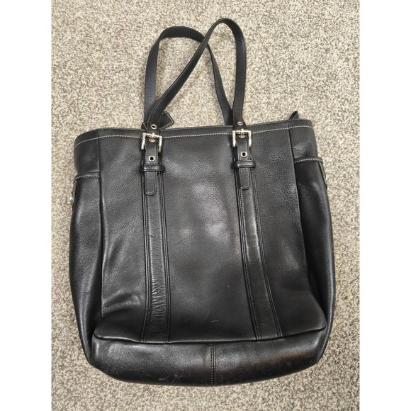 Vintage Coach Hamptons Black Leather Tote Shoulder Bag Purse